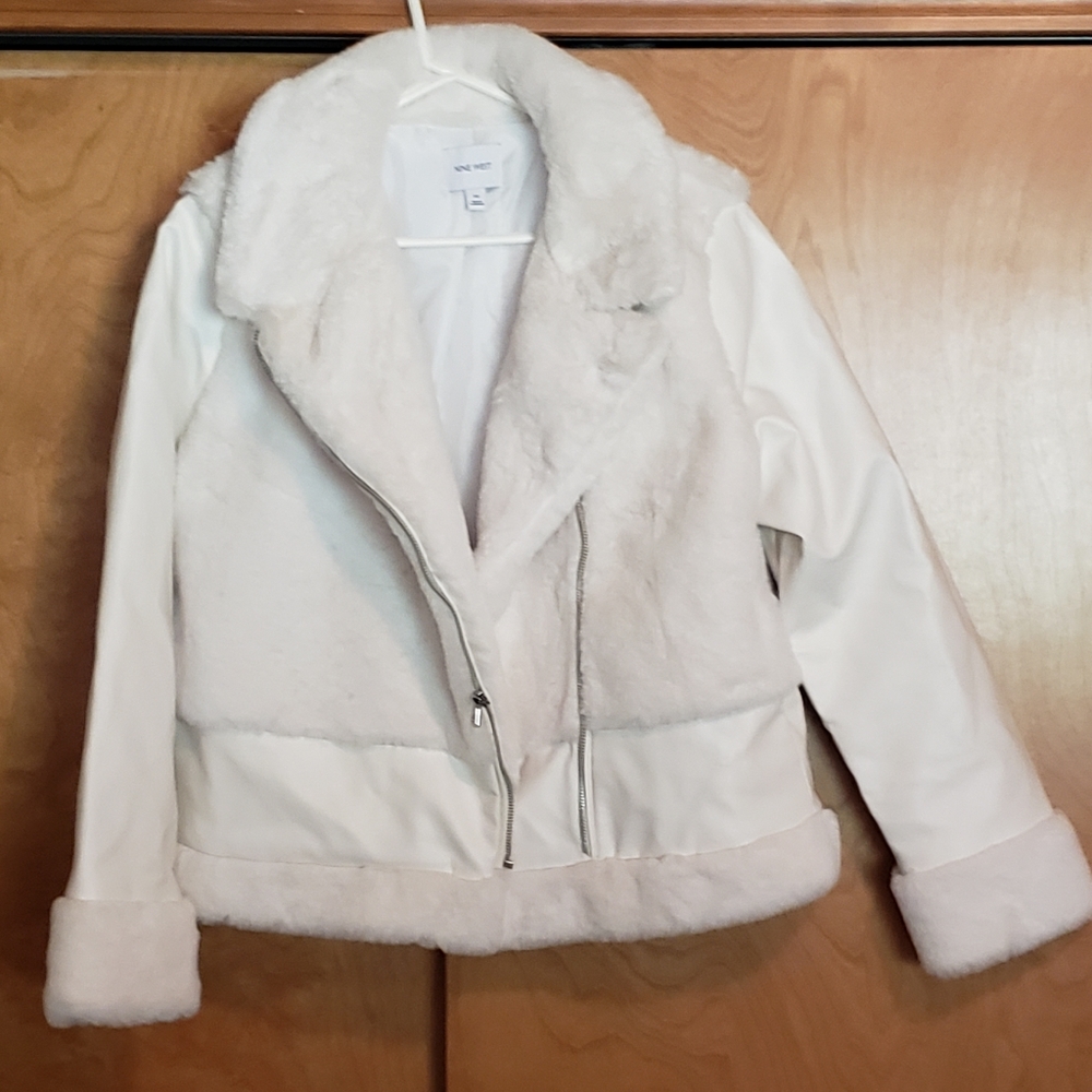 Nine West Faux Leather w/Fur Moto Jacket